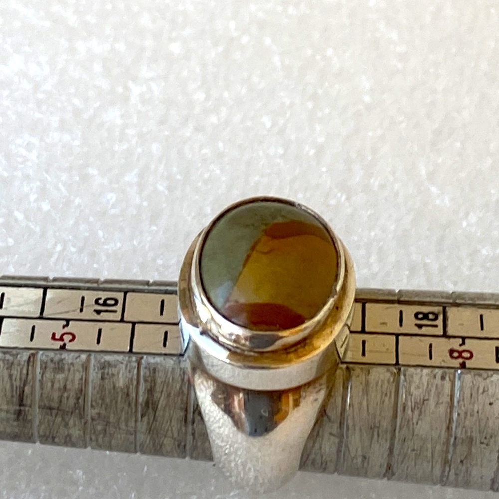Solid Sterling Silver Agate? Ring S 6.5 - image 5